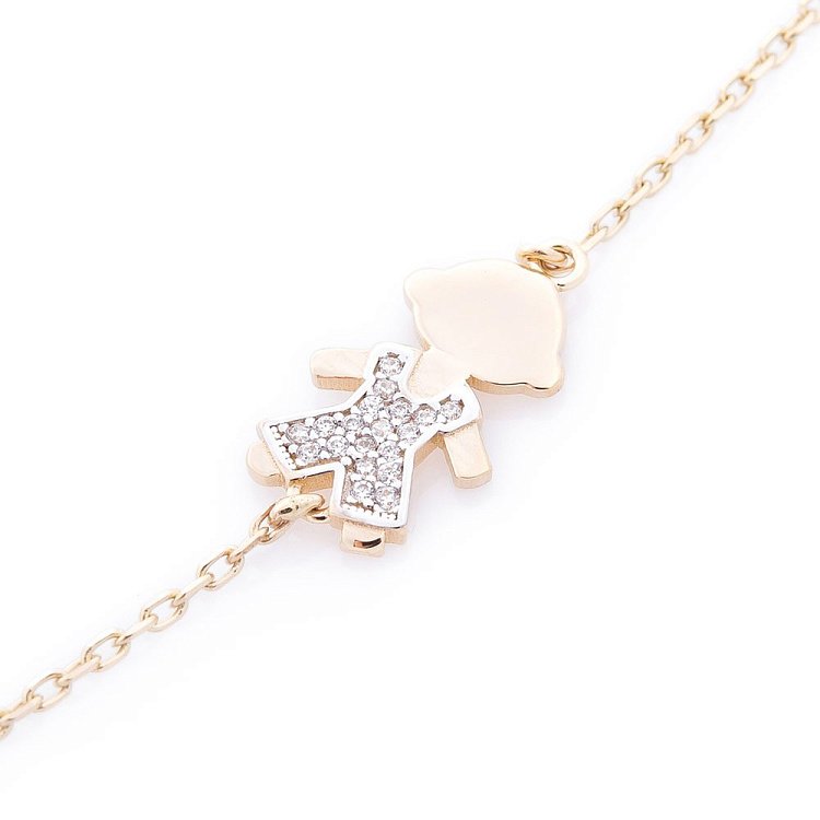 Золотое колье "Мама и мальчики" (фианит) кол01009 от ювелирного магазина Оникс - 1