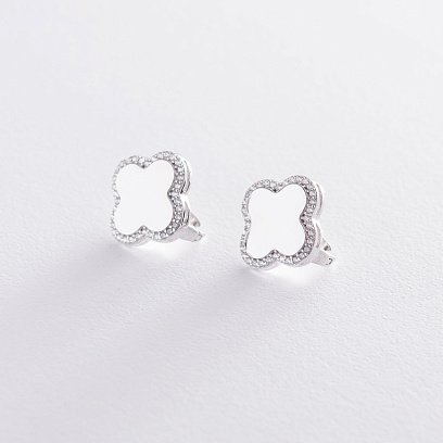 Золоті сережки "Конюшина" з фіанітами с06170