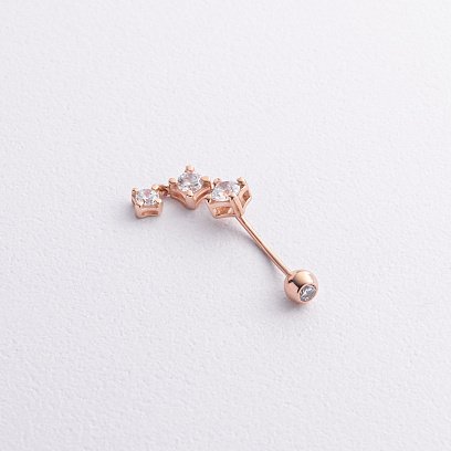 Золотий пірсинг у пупок (фіаніти) пир00276 №2
