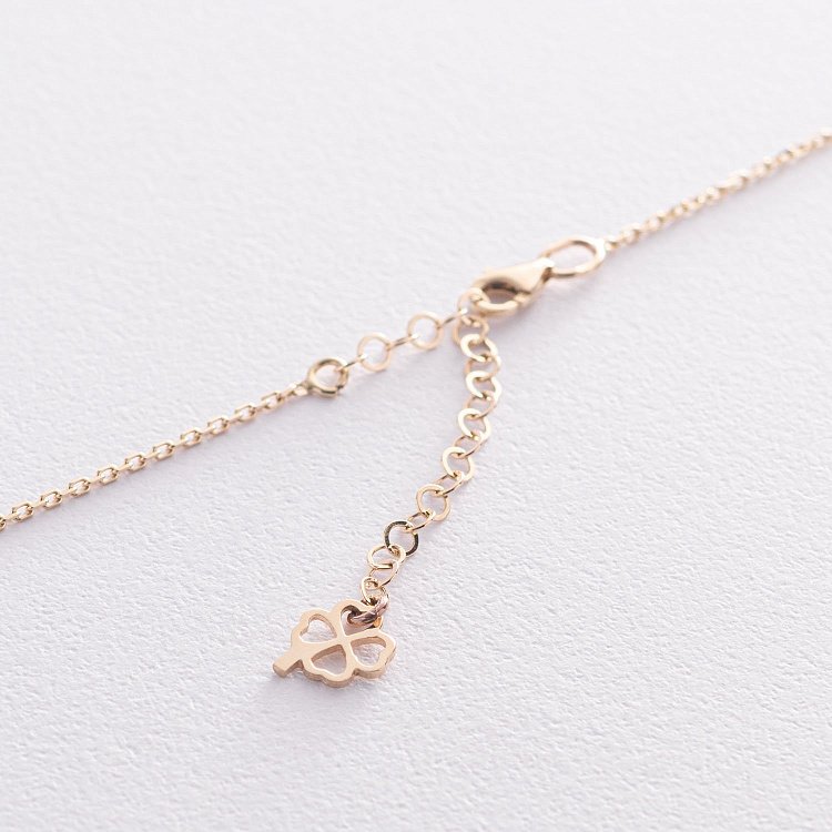 Золотое колье "Клевер" с малахитом кол01879 от ювелирного магазина Оникс - 3