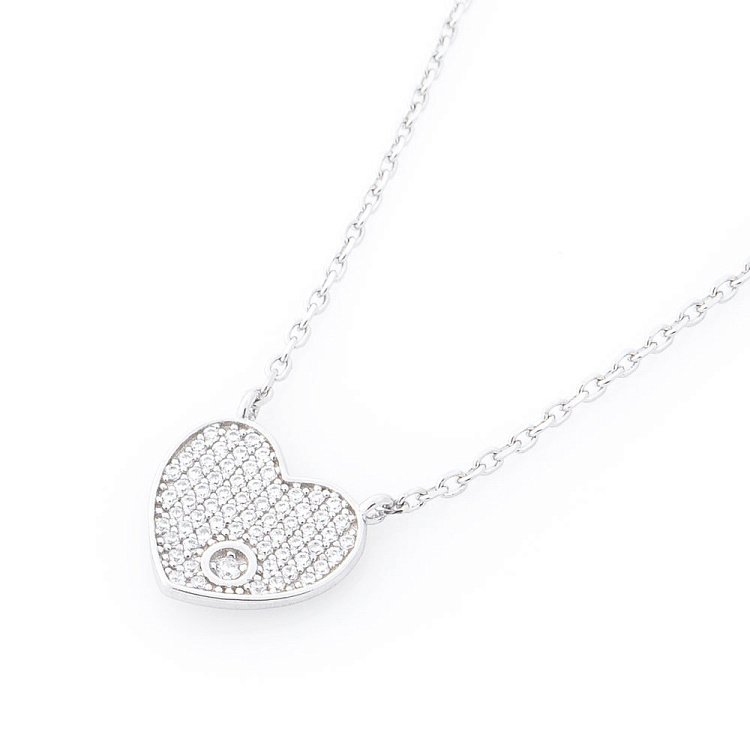 Срібне кольє з сердечком (фіаніт) 18759 від ювелірного магазину Онікс - 3