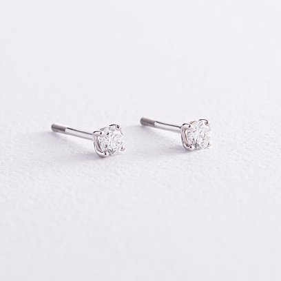 Золотые серьги - пусеты 2 в 1 с бриллиантами 330671121 №3