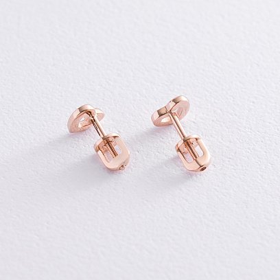 Золотые серьги-пусеты "Сердечки" с06924 №3