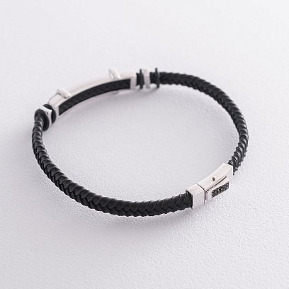 Каучуковый браслет из белого золота (эмаль, фианит) б03988 №3