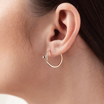 Сережки - кільця "Цвях" у червоному золоті с08341 №5