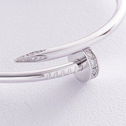 Жесткий браслет "Гвоздь" с бриллиантами (белое золото) 522061121 №11