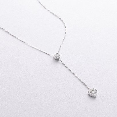 Золотое колье - галстук "Сердечки" с бриллиантами колб0120mi №5