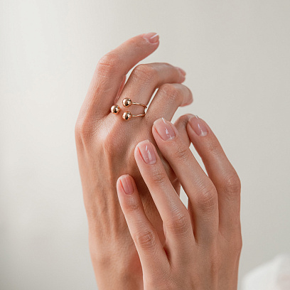 Кольцо "Шарики" в красном золоте к08262 №4