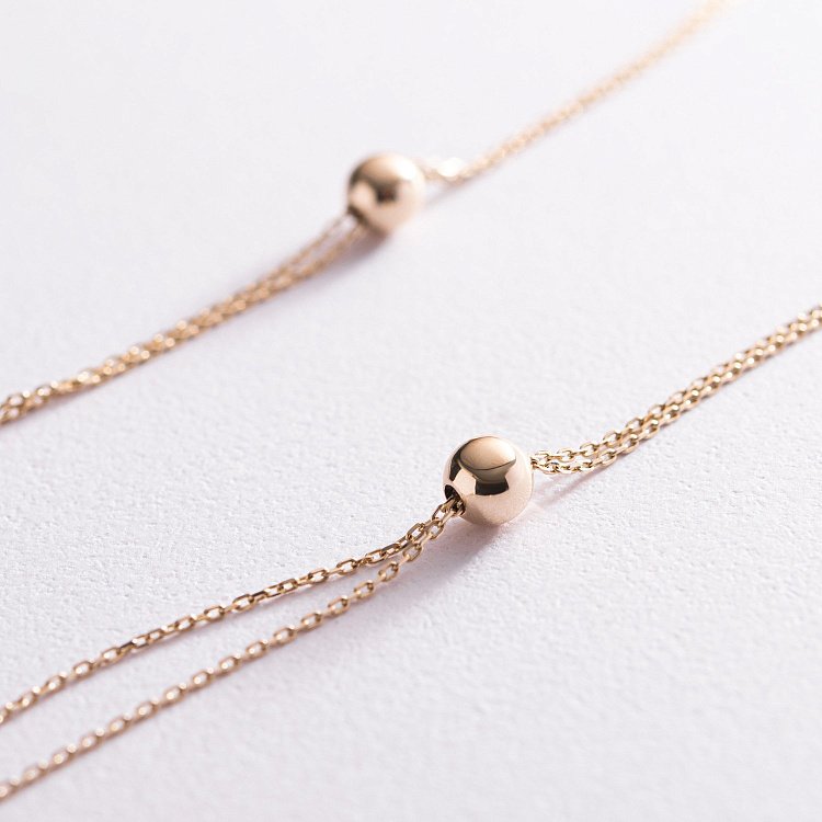 Золотое колье - галстук "Шарики" кол01935 от ювелирного магазина Оникс - 6