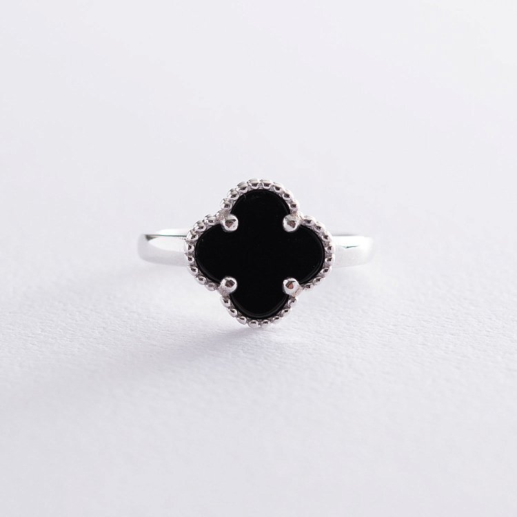 Кольцо "Клевер" в белом золоте к05999 Кольцо "Клевер" в белом золоте к05999 от ювелирного магазина Оникс