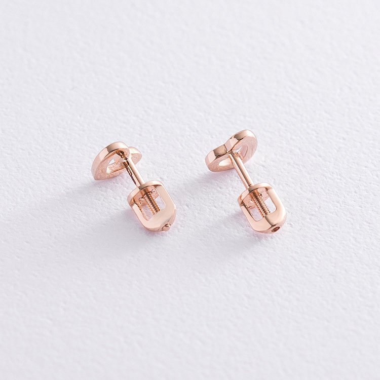 Золотые серьги-пусеты "Сердечки" с06924 от ювелирного магазина Оникс - 2