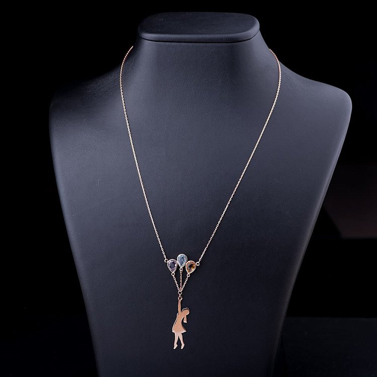 Золотое колье "Девочка с шариками" с натуральными камнями кол01026 от ювелирного магазина Оникс - 1