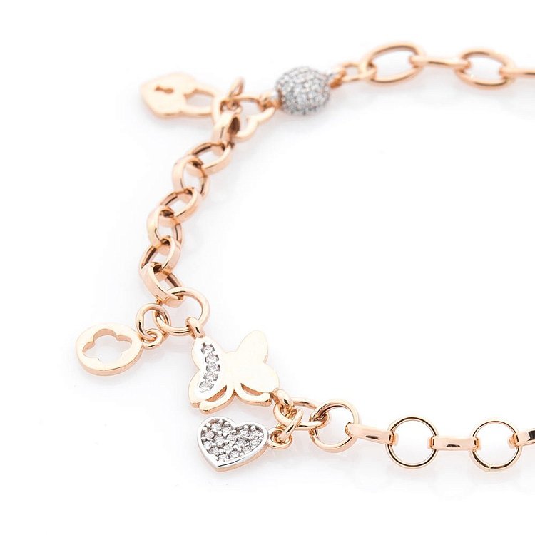 Золотой браслет "Сердечко и ключик" б03331 от ювелирного магазина Оникс - 1