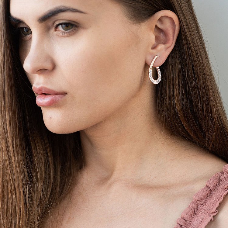 Сережки з фіанітами в червоному золоті с06095 від ювелірного магазину Онікс - 2