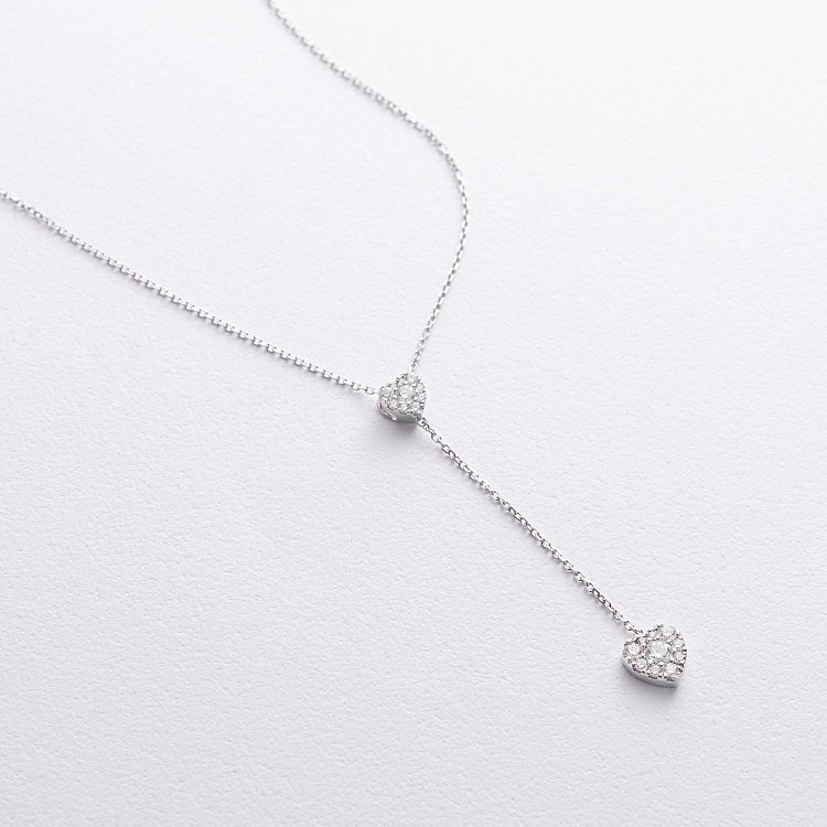 Золотое колье - галстук "Сердечки" с бриллиантами колб0120mi от ювелирного магазина Оникс - 4