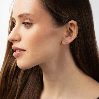 Сережки - пусети в білому золоті (діаманти) сб0735м №2