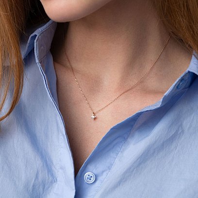 Золотое колье с одним фианитом кол01965 №3