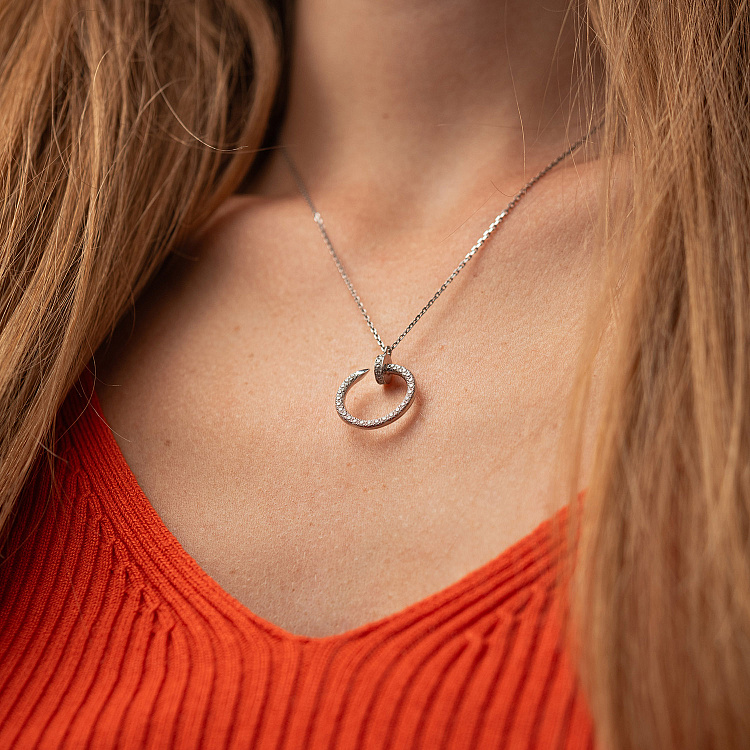 Колье "Гвоздь" в серебре (фианиты) 1332 от ювелирного магазина Оникс - 3