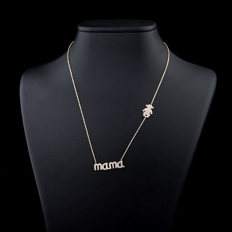 Золоте кольє "Мама і дівчинка" (фіаніти) кол00955 від ювелірного магазину Онікс