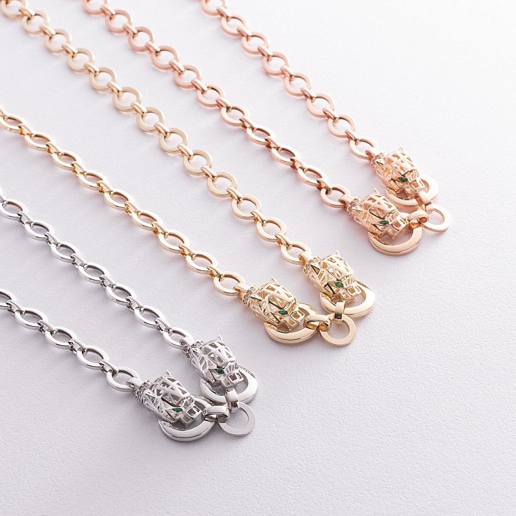 Кольє "Пантера" у жовтому золоті (фіаніти) кол02442 від ювелірного магазину Онікс - 3