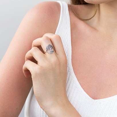 Серебряное кольцо "Древо жизни" 112538 №2