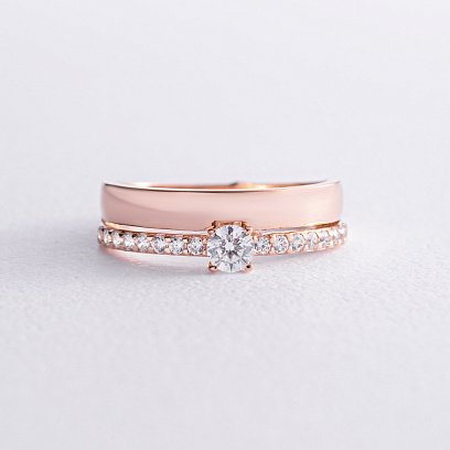 Золота заручальна каблучка з фіанітами к07478