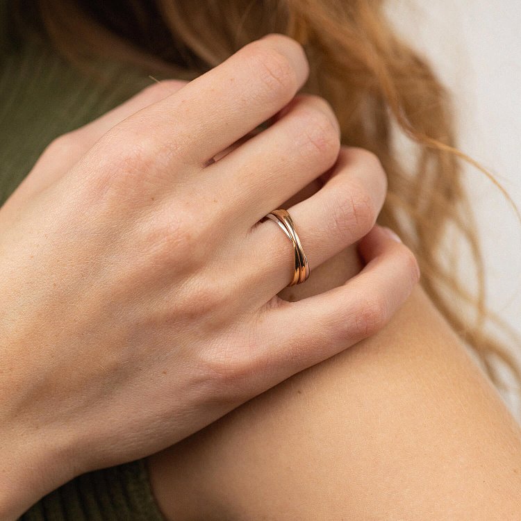 Каблучка з трьох кольорів золота к06703 від ювелірного магазину Онікс - 3