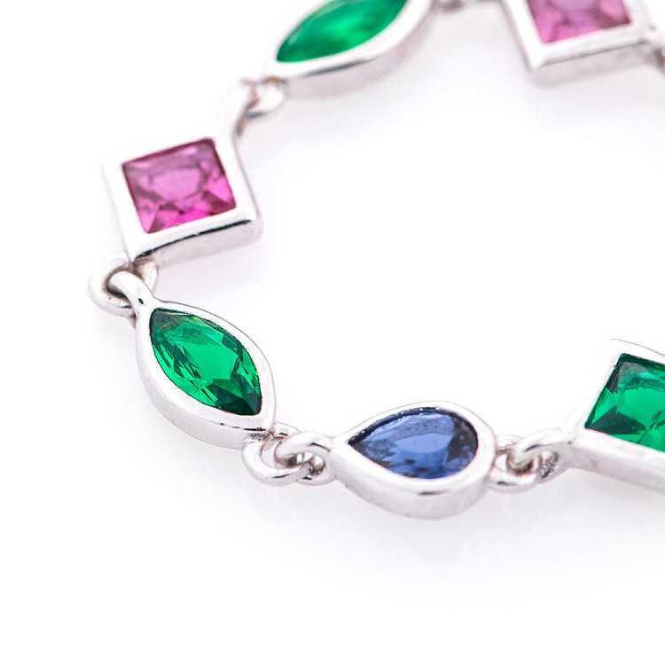 Срібний перстень з різнокольоровими фіанітами 112034 від ювелірного магазину Онікс - 1