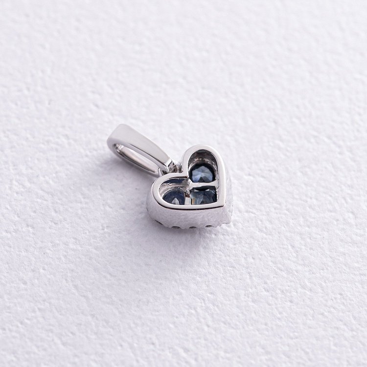 Золотой кулон "Сердечко" с бриллиантами и сапфирами пб0305cha от ювелирного магазина Оникс - 2