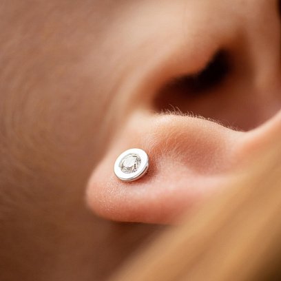 Золотые серьги - пусеты с бриллиантами 331171121 №4