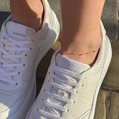 ﻿Золотий браслет "Кульки і серце" на ногу б03950 №2