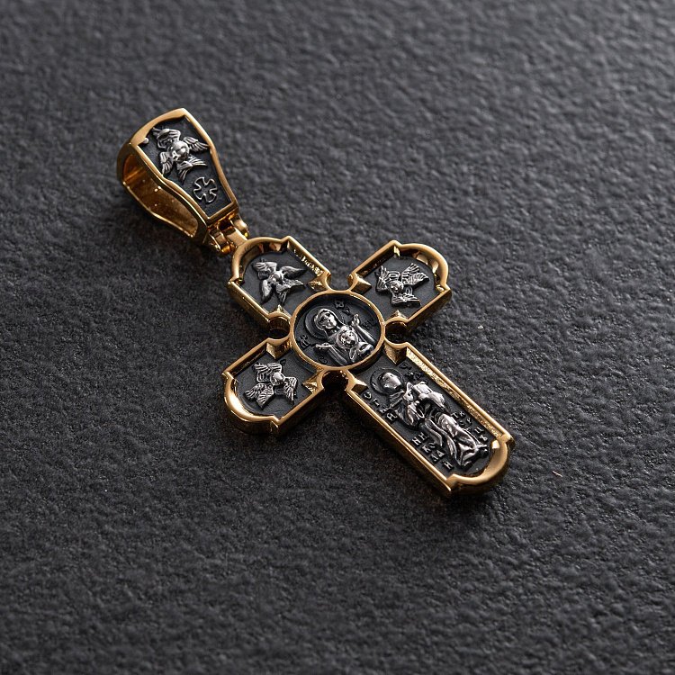 Срібний хрест "Розп'яття" з позолотою 132472 від ювелірного магазину Онікс - 2