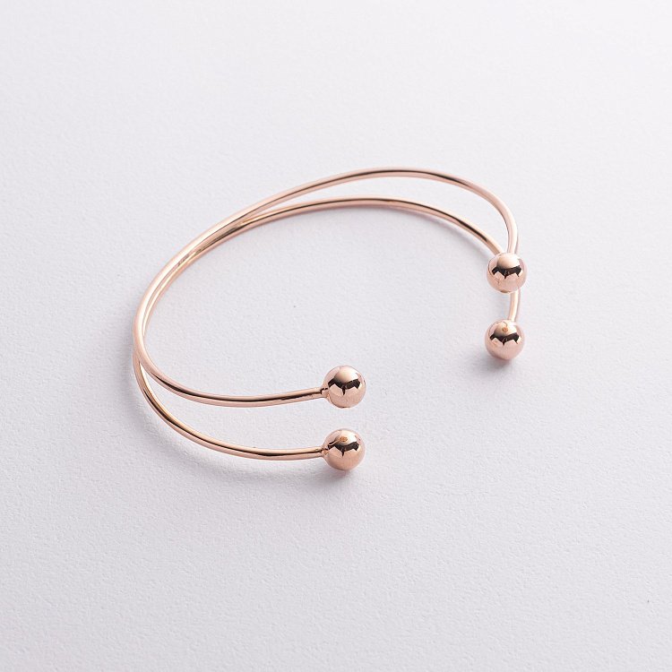 Жорсткий браслет "Кульки" (червоне золото) б05566 від ювелірного магазину Онікс - 4