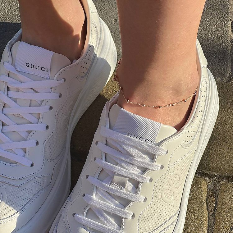 ﻿Золотий браслет "Кульки і серце" на ногу б03950 від ювелірного магазину Онікс - 1