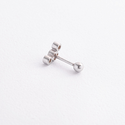 Одиночна срібна сережка в хрящ вушка (фіаніти) 40069 №2