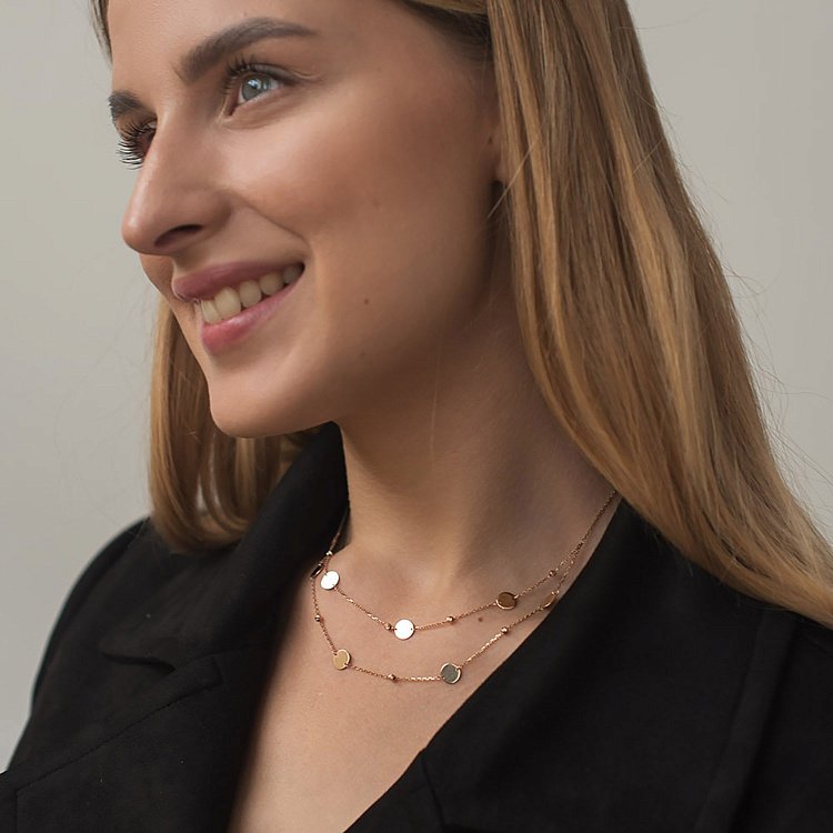 Золотое колье с монетками кол01409 от ювелирного магазина Оникс - 4