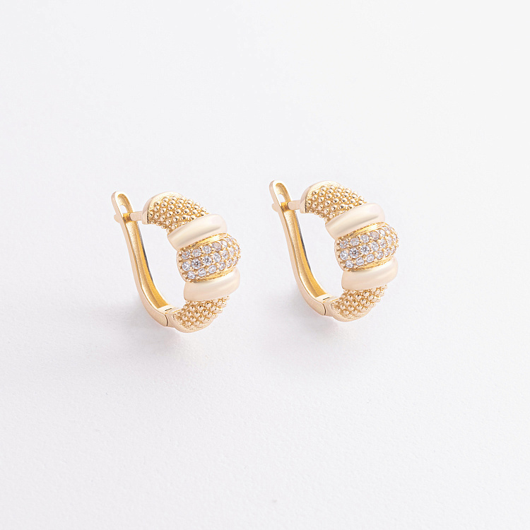 Сережки "Marie" у жовтому золоті (фіаніти) с09407 від ювелірного магазину Онікс