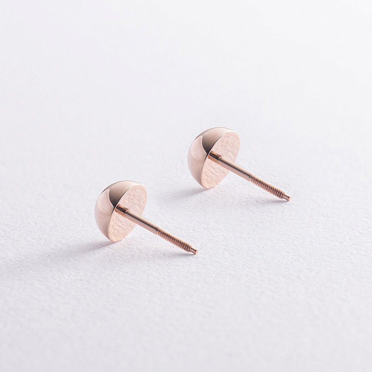 Сережки - пусети "Напівсфера" у червоному золоті (0.7 см) с01570 від ювелірного магазину Онікс - 4