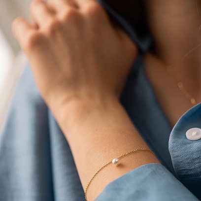 Браслет с жемчужиной (желтое золото) б05265 №2