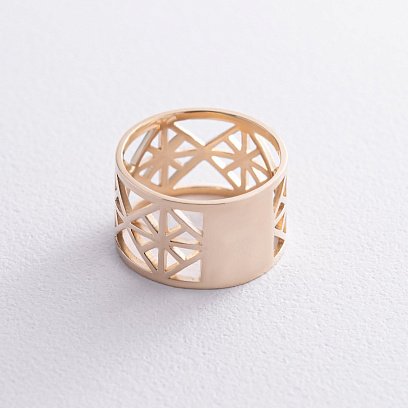 Широкое кольцо "Дженна" в желтом золоте к07332 №3