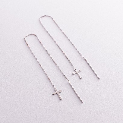 Золотые серьги - протяжки "Крестики" с05243