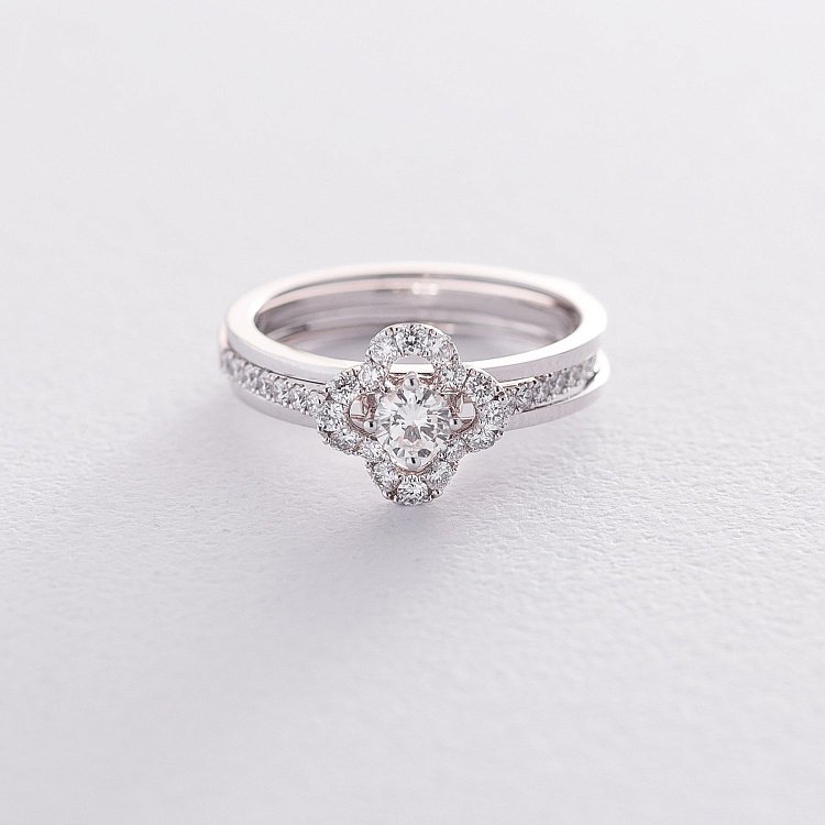 Золота каблучка Конюшина з діамантами кб0283cha від ювелірного магазину Онікс