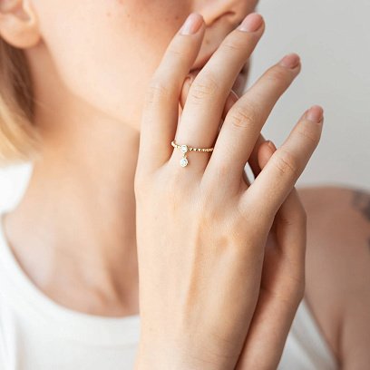 Каблучка в жовтому золоті з фіанітами к07063 №3