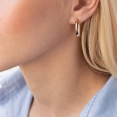 Овальні сережки у червоному золоті с07858 №2