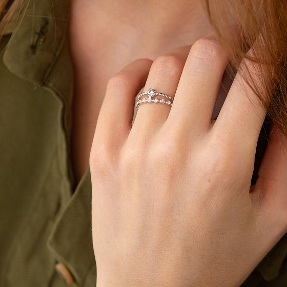 Серебряное кольцо с фианитами 1225/1р-CZ №2