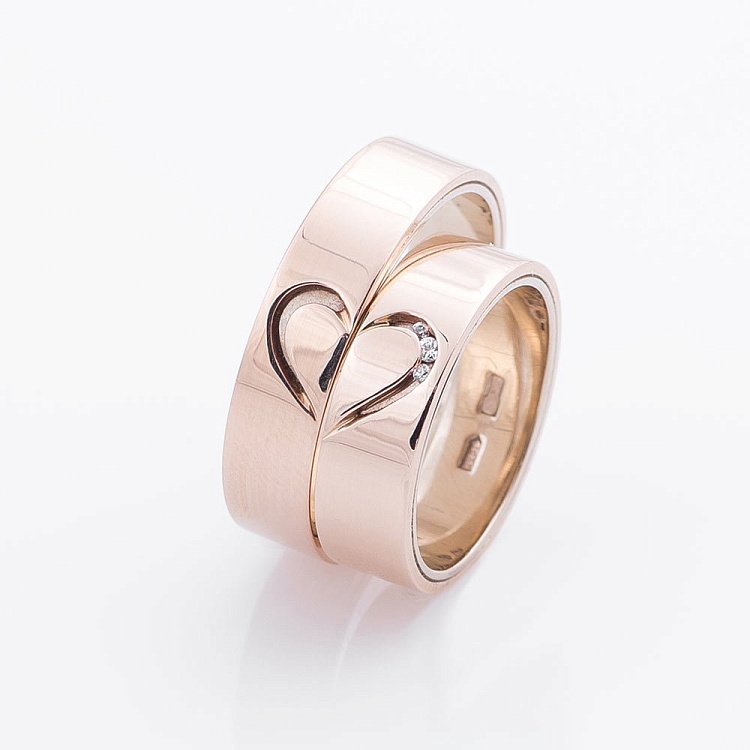 Мужское обручальное кольцо "Сердце" обр000470 от ювелирного магазина Оникс - 2