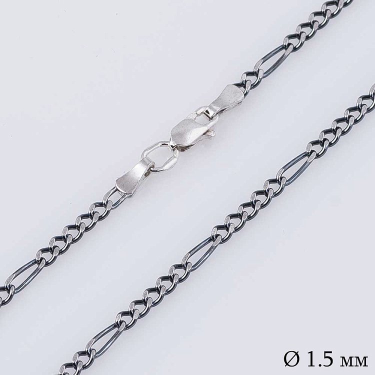 Серебряная черненая цепочка плетение Фигаро 5+1 12723ч от ювелирного магазина Оникс