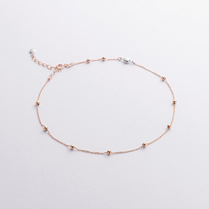 Браслет "Кульки" на ногу (червоне, біле золото) б05315