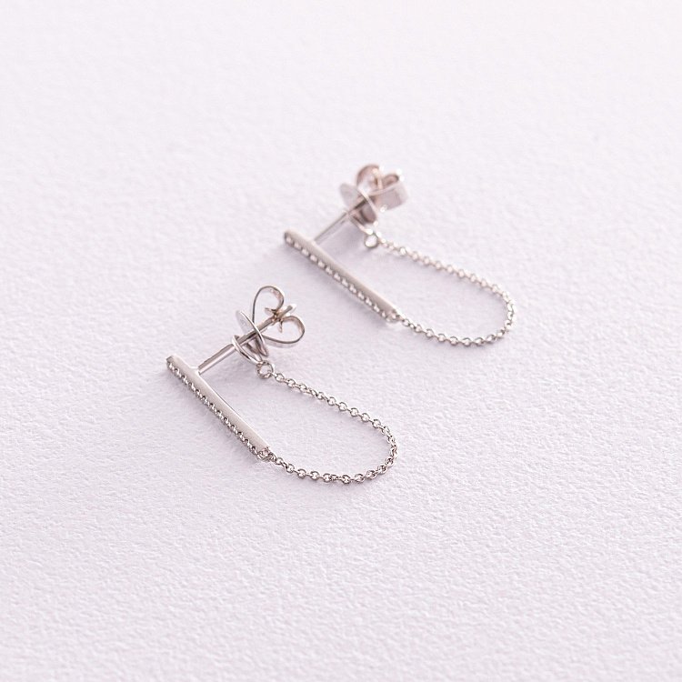 Золотые серьги - пусеты с бриллиантами сб0433ca от ювелирного магазина Оникс - 2