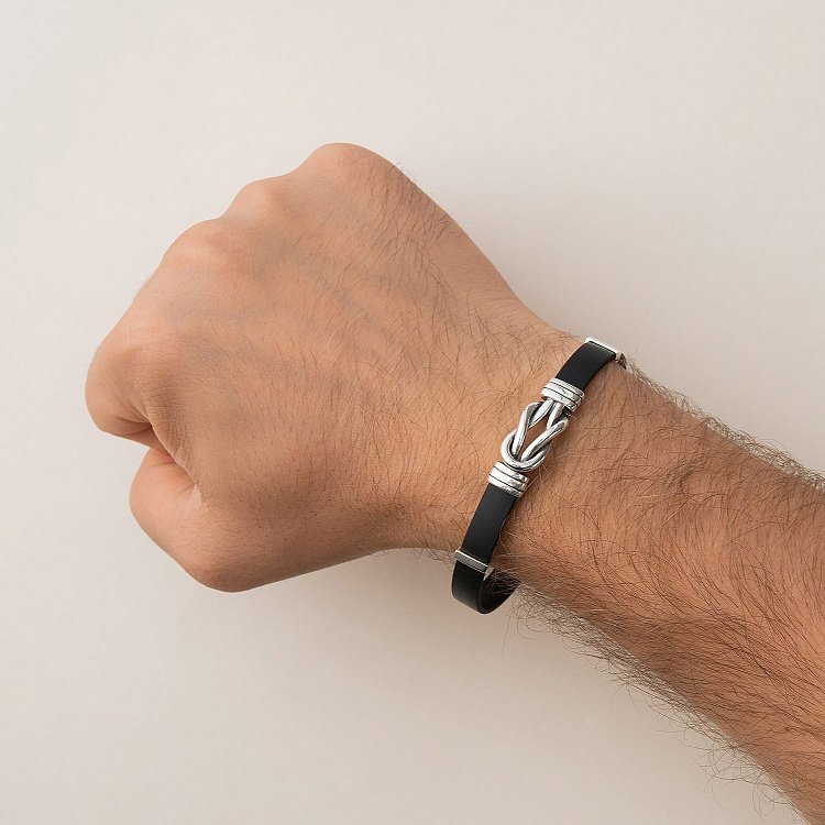 Каучуковый браслет "Переплетение" из серебра 141582 от ювелирного магазина Оникс - 1